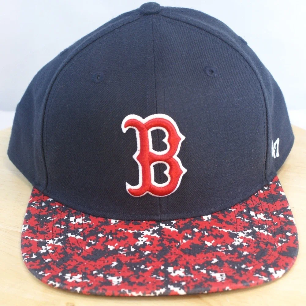 47 Brand Boston Red Sox Snapback Hat Navy Blue Digital Camo Brim MLB Fenway Park